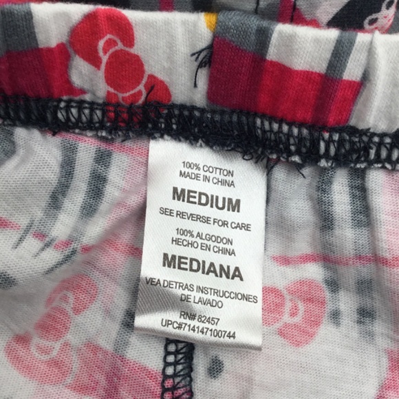 Sanrio Hello Kitty Plaid Pajama Pants Size Medium Cropped 100% Cotton - Picture 2 of 3